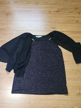 cleo Black and Silver Sparkle Knit Shell
